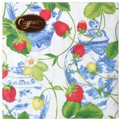 Caspari Strawberries and Cream Triple-Ply Napkins 20 Each