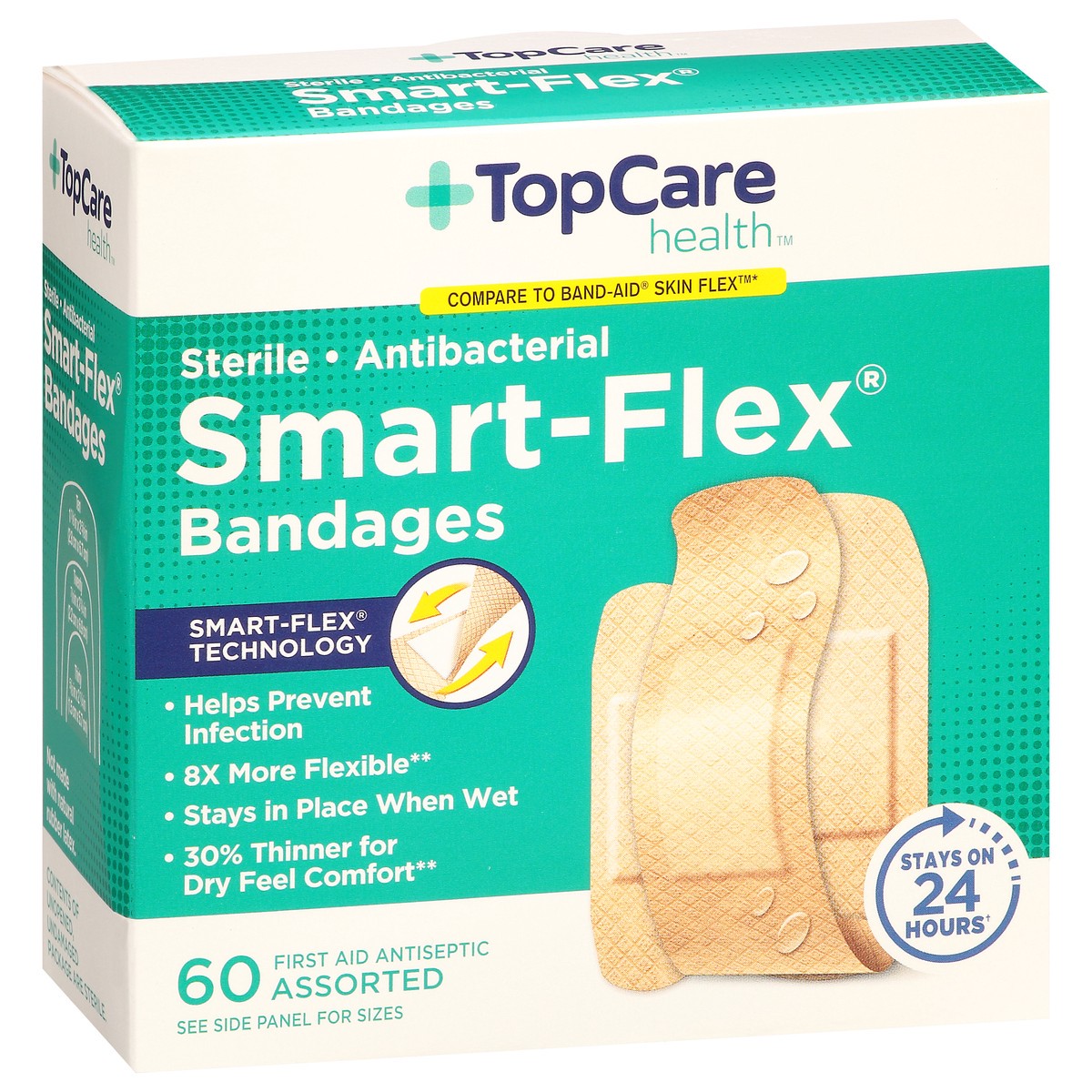 slide 2 of 9, TopCare Health Smart-Flex Assorted Bandages 60 ea, 60 ct