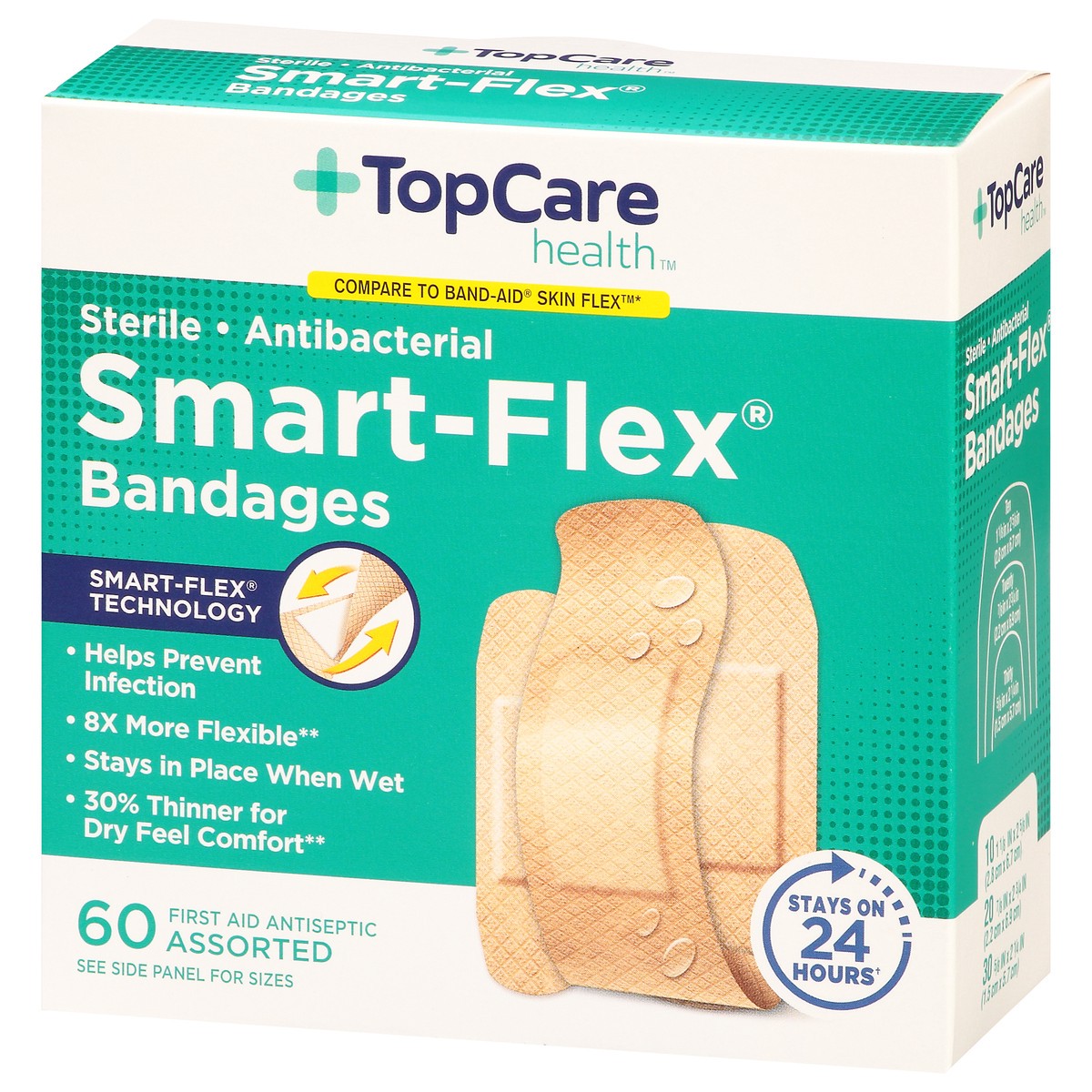 slide 5 of 9, TopCare Health Smart-Flex Assorted Bandages 60 ea, 60 ct