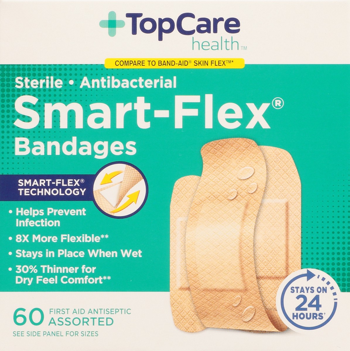 slide 6 of 9, TopCare Health Smart-Flex Assorted Bandages 60 ea, 60 ct