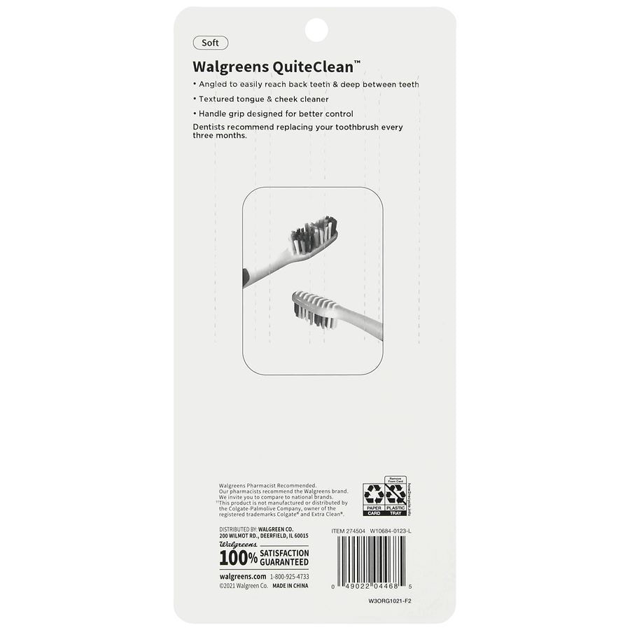 slide 2 of 5, Walgreens Quite Clean Toothbrushes Full Soft, 4 ct
