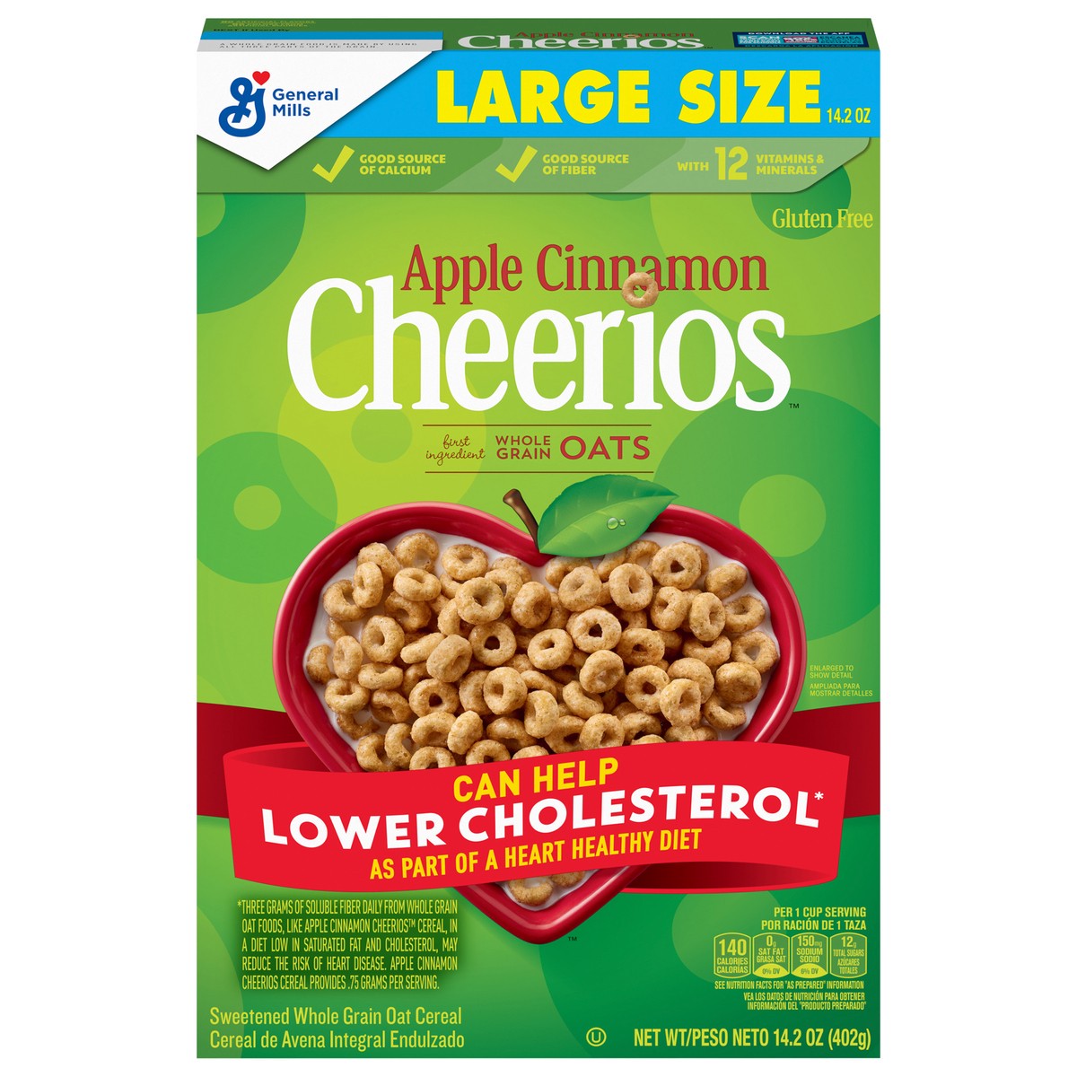 slide 1 of 13, Cheerios Apple Cinnamon Cheerios Heart Healthy Cereal, 14.2 OZ Large Size Box, 14.2 oz