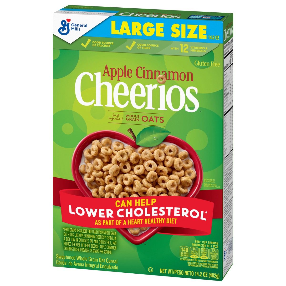 slide 10 of 13, Cheerios Apple Cinnamon Cheerios Heart Healthy Cereal, 14.2 OZ Large Size Box, 14.2 oz