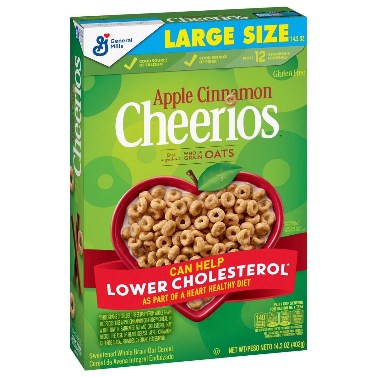 slide 8 of 13, Cheerios Apple Cinnamon Cheerios Heart Healthy Cereal, 14.2 OZ Large Size Box, 14.2 oz