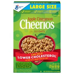 Cheerios Apple Cinnamon Cheerios, Heart Healthy Gluten Free Breakfast Cereal, Made with Whole Grain Oats, Large Size, 14.2 oz