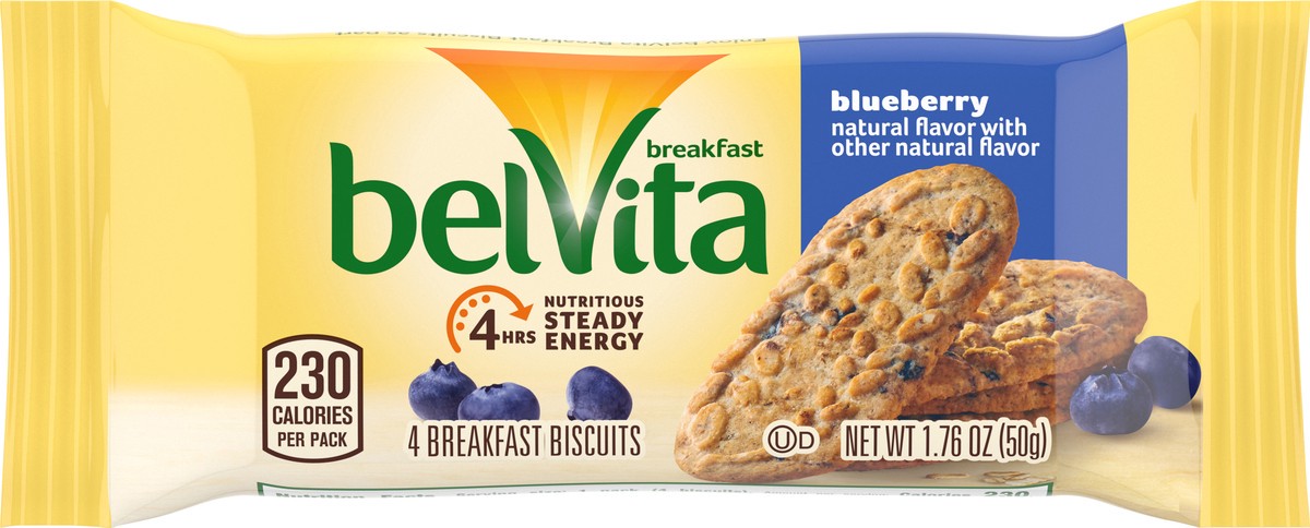 slide 9 of 9, belVita Blueberry Breakfast Biscuits, 1 Pack (4 Biscuits Per Pack), 0.11 lb