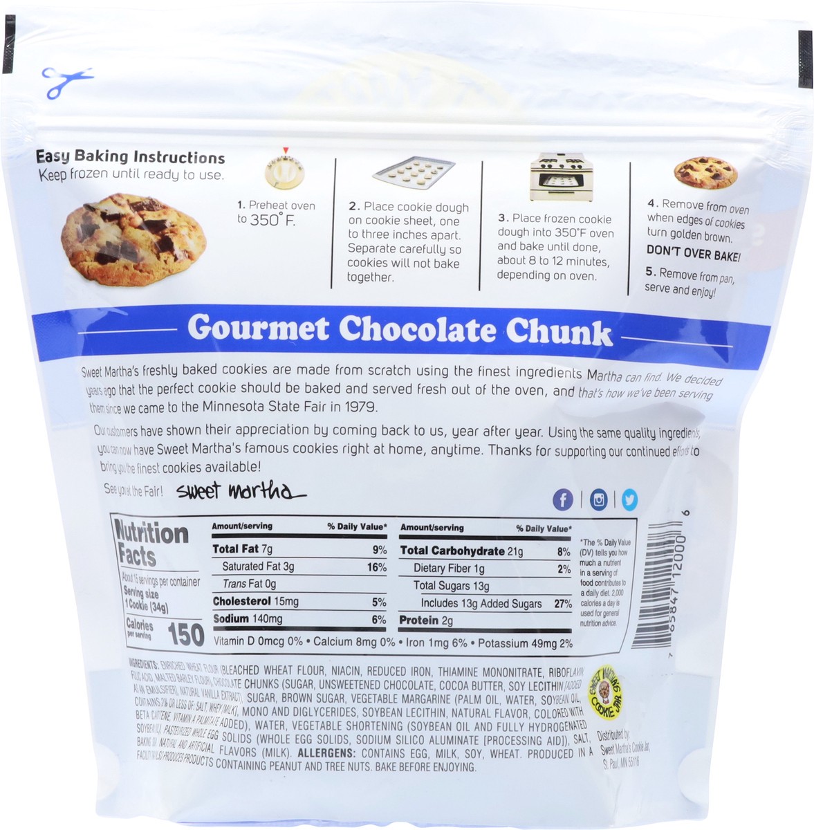 slide 13 of 14, Sweet Martha's Cookie Jar Gourmet Chocolate Chunk Cookie Dough 20 oz, 20 oz