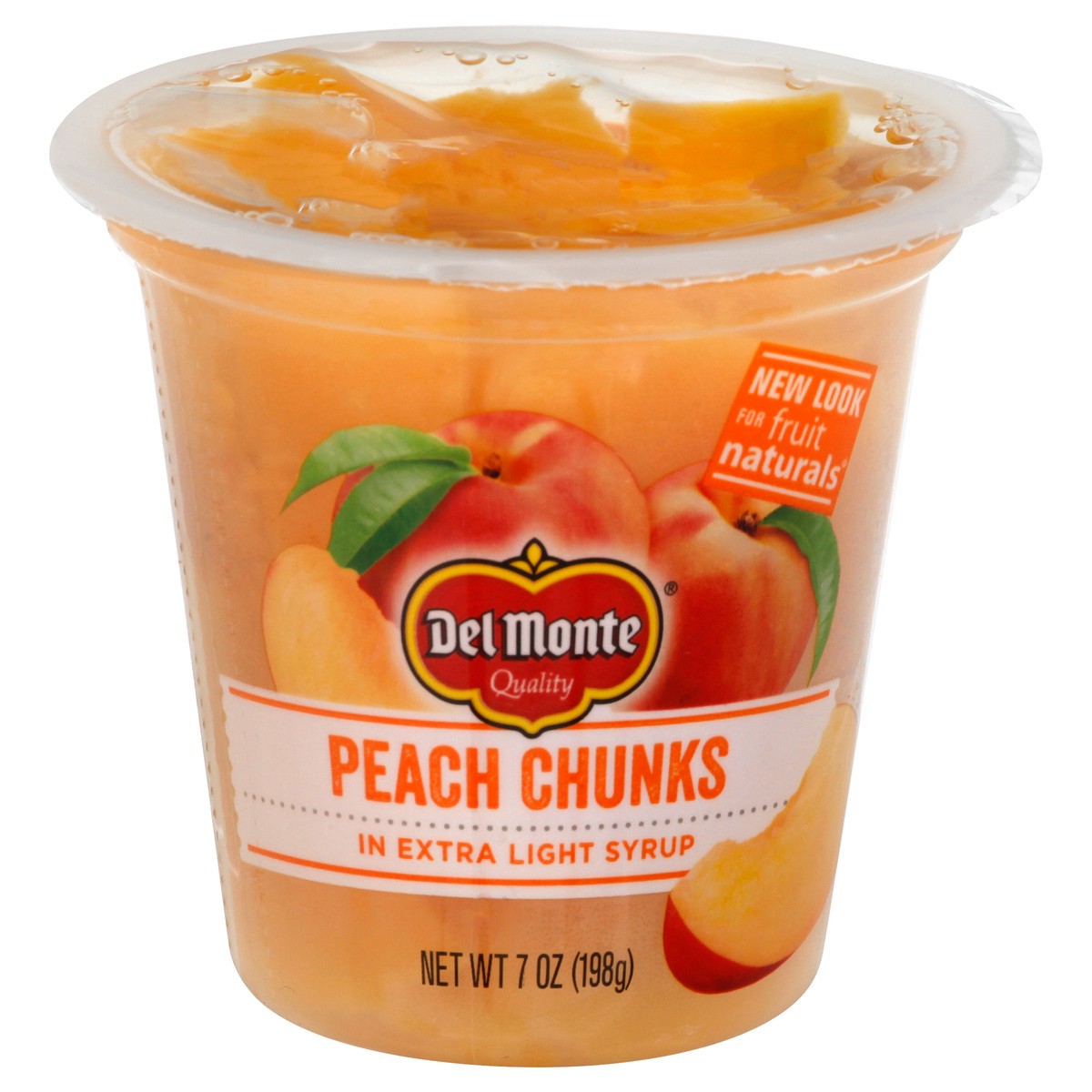 slide 3 of 12, Del Monte Yellow Cling Peach Chunks in Extra Light Syrup, 7 oz Cup, 7 oz