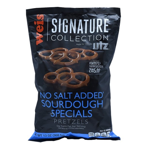 slide 1 of 1, Weis Quality No Salt Specials Pretzels, 13 oz