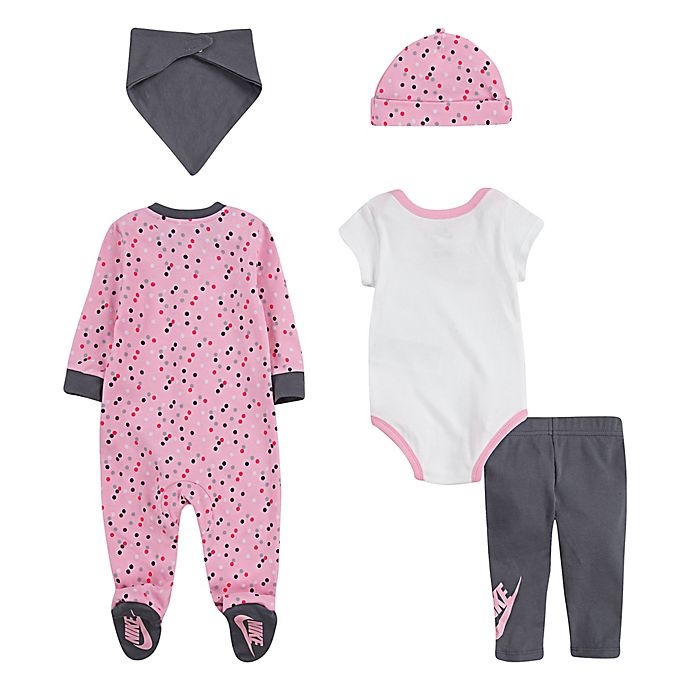 slide 2 of 2, Nike Newborn Polka Dot Layette Set - Pink, 5 ct