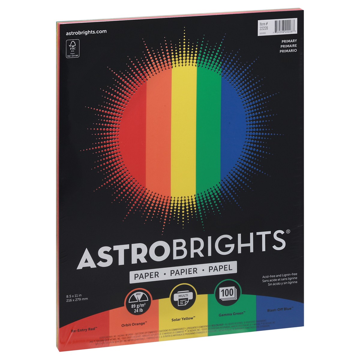 slide 8 of 12, ASTROBRIGHTS Copy Paper Primary Colors, 100 ct