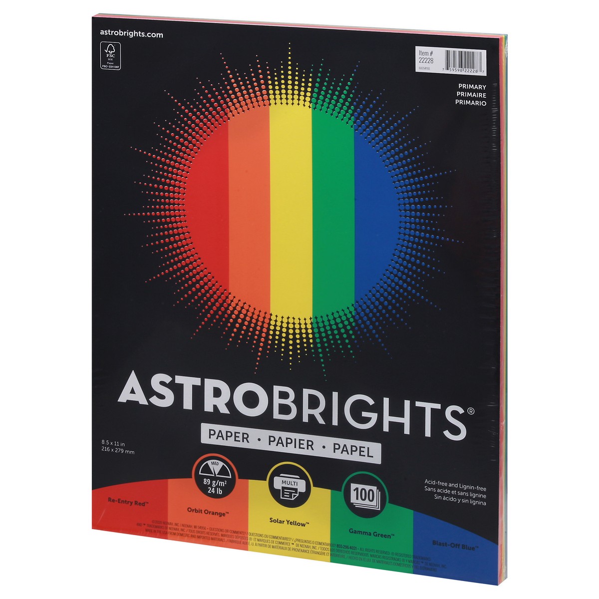 slide 2 of 12, ASTROBRIGHTS Copy Paper Primary Colors, 100 ct