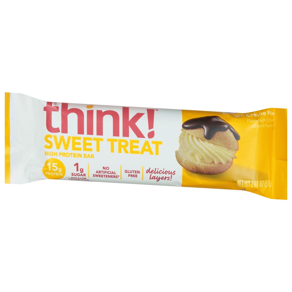 slide 6 of 9, think! Sweet Treat Boston Creme Pie High Protein Bar 2.01 oz, 2.01 oz