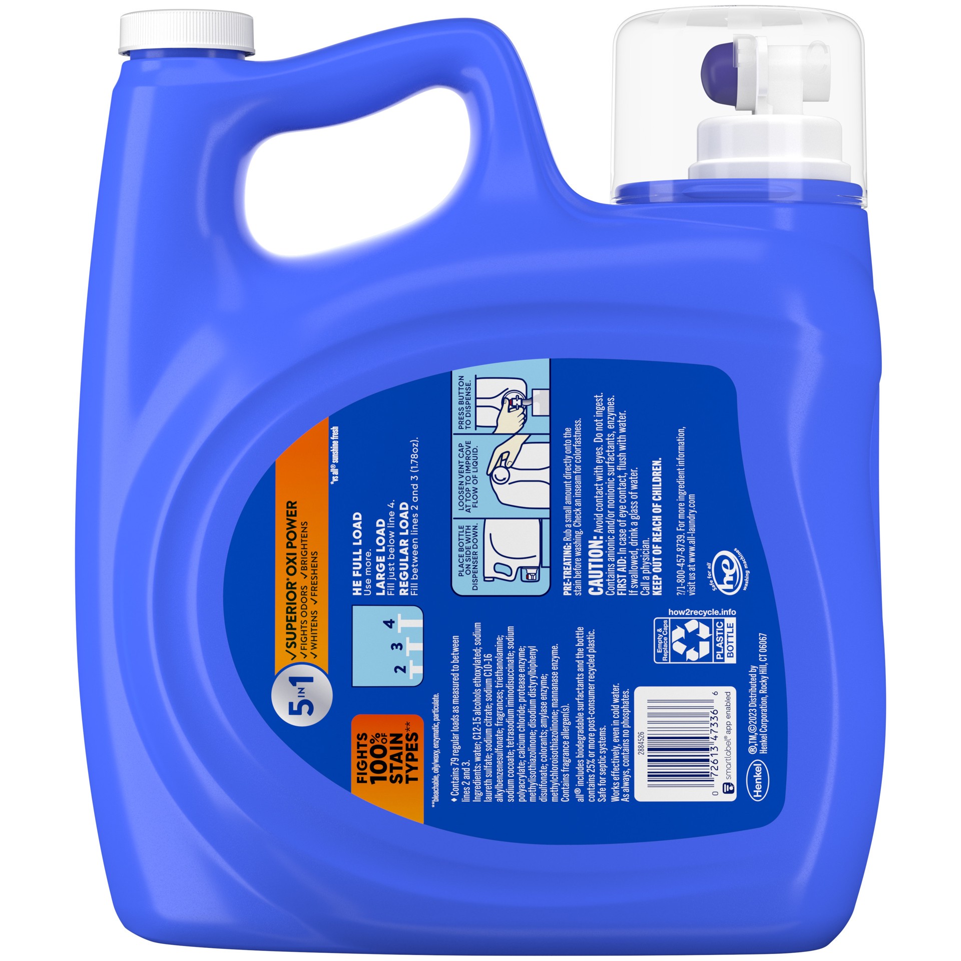 slide 3 of 3, All Liquid Laundry Detergent, Fresh Clean, OXI + Odor, 141 fl oz, 79 Loads, 141 fl oz
