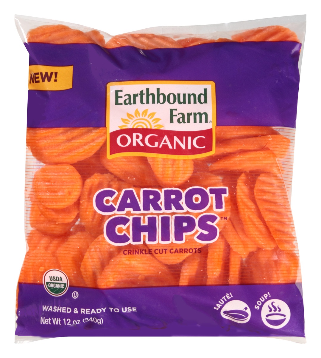 slide 1 of 1, Earthbound Farm Carrot Chips Organic Crinkle Cut Carrots, 12 oz