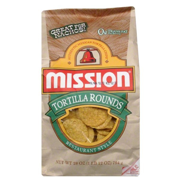 slide 1 of 1, Mission White Rounds Chips, 28 oz