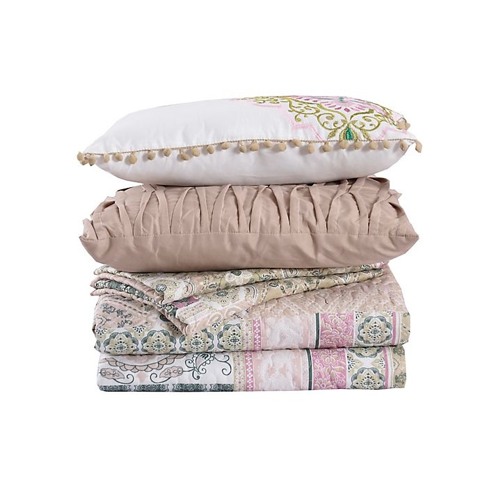 slide 4 of 4, Inca Reversible King Quilt Set - Blush, 5 ct