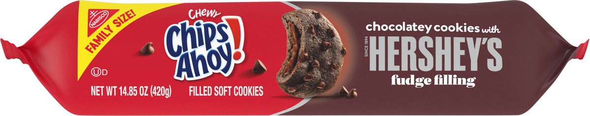 slide 14 of 14, CHIPS AHOY! Chewy Chocolatey Hershey's Fudge Filled Soft Chocolate Chip Cookies, Chocolate Cookies, Family Size, 14.85 oz, 14.85 oz