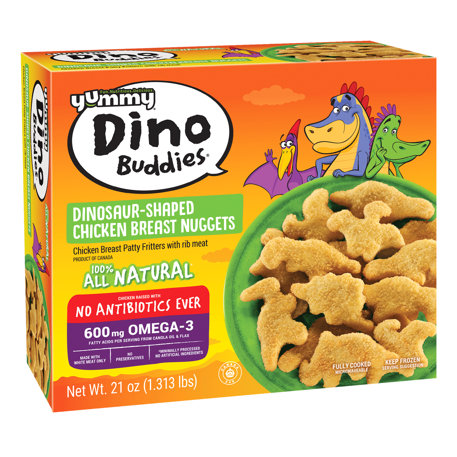 slide 1 of 1, Yummy Dinosaur-Shaped Chicken Breast Nuggets, 21 oz, 21 oz