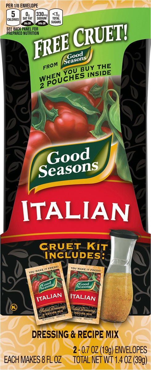 slide 6 of 9, Good Seasons Italian Dressing & Recipe Seasoning Mix with Free Cruet Kit, 2 ct Packets, 2 ct