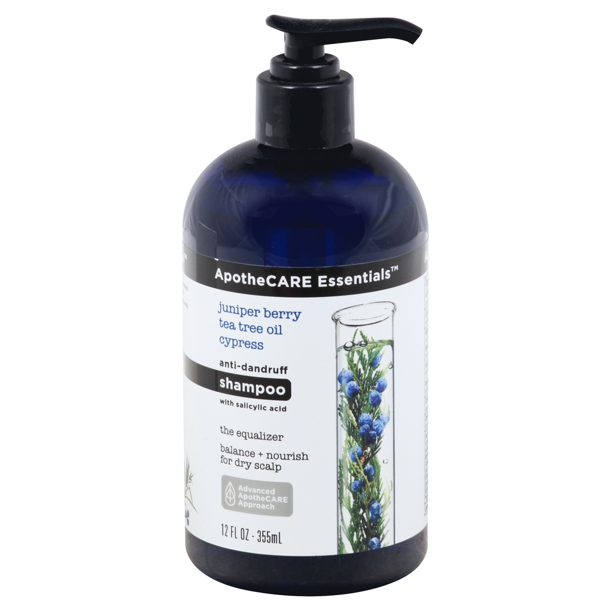 slide 1 of 1, ApotheCARE Essentials The Equalizer Anti-Dandruff Shampoo Juniper Berry, 12 fl oz