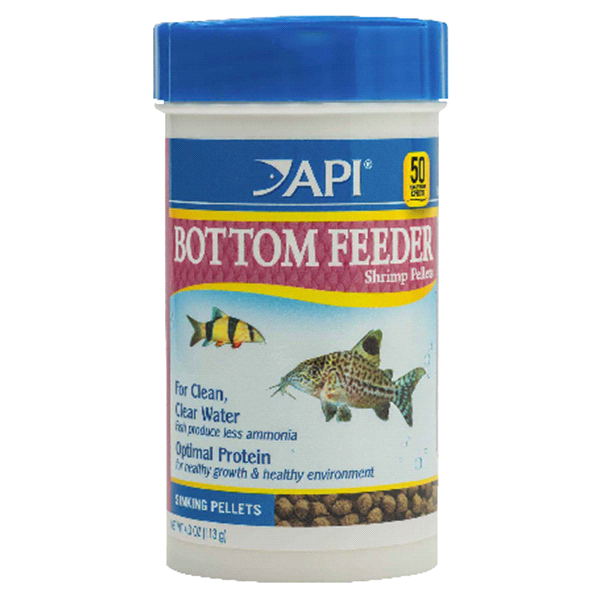 slide 1 of 1, API Bottom Feeder Shrimp Pellets Fish Food Container, 4 oz