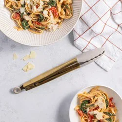 Hy-Vee Seasons 11 In. Locking Tongs In Gold And Chateau Gray
