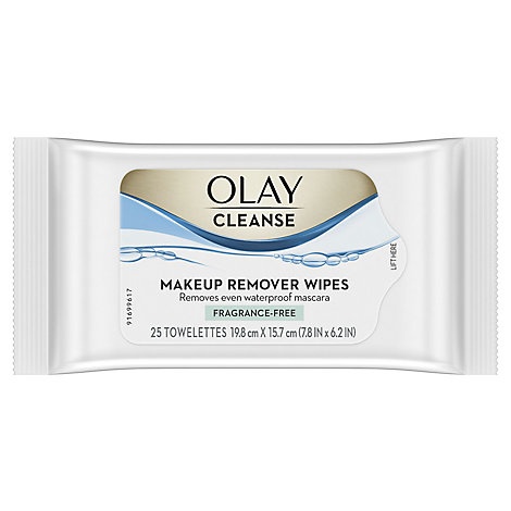 slide 1 of 1, Olay Cleanse Makeup Remover Wipes Fragrance Free, 25 ct