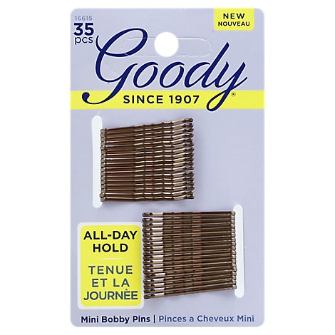 slide 1 of 1, Goody Bobby Pins Mini Brown, 35 ct