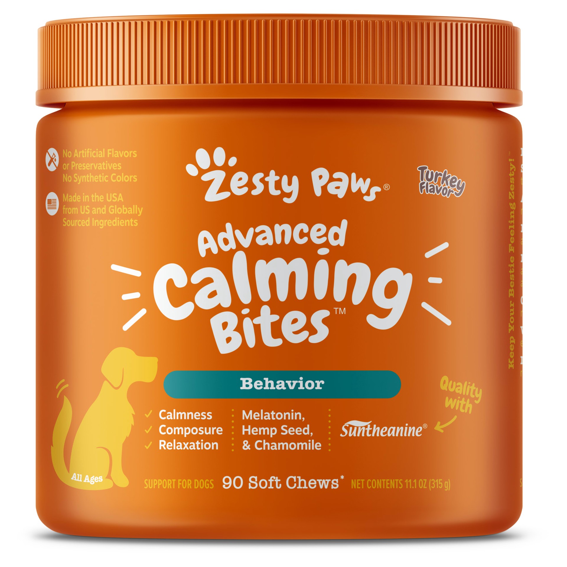 slide 1 of 1, Zesty Paws Calming Bites Dog Supplement - Soft Chews, 90 ct