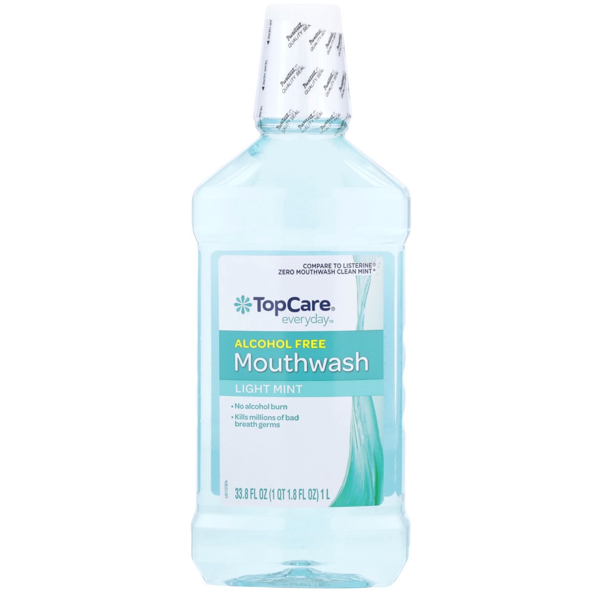 slide 10 of 12, TopCare Alcohol Free Mouthwash, Light Mint, 33.8 fl oz