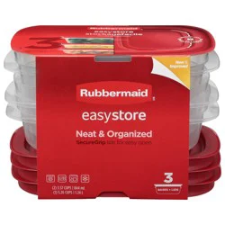 Rubbermaid 3.57-Cup (2) and 5.26-Cup EasyStore Rectangle Containers, 3 Pack, Food Storage Containers, Food Storage Containers with Lids