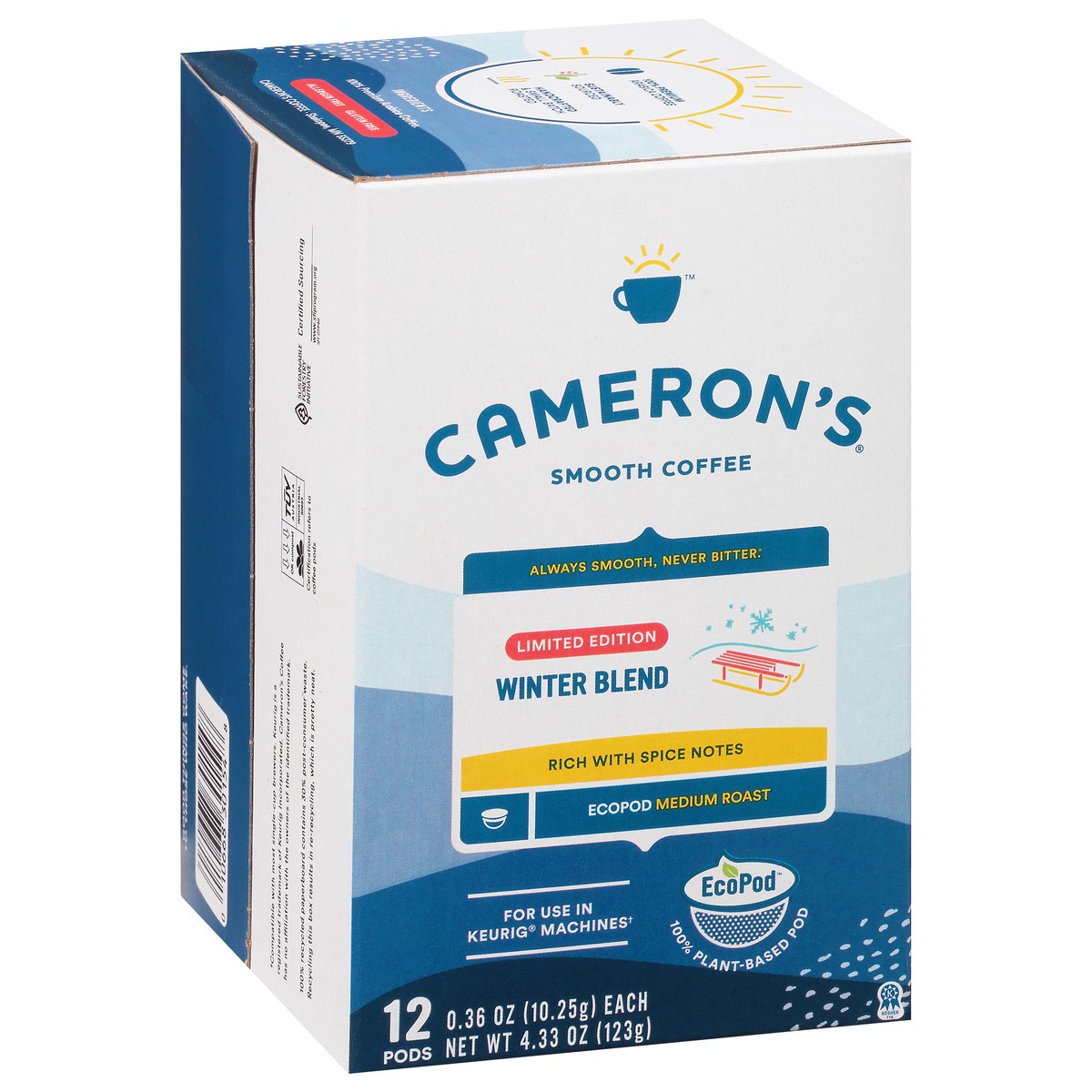 slide 8 of 9, Cameron's EcoPod Medium Roast Smooth Winter Blend Coffee 12 - 0.36 oz ea, 12 ct