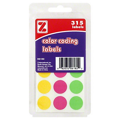 slide 1 of 1, Z-International Color Coding Labels, 315 ct