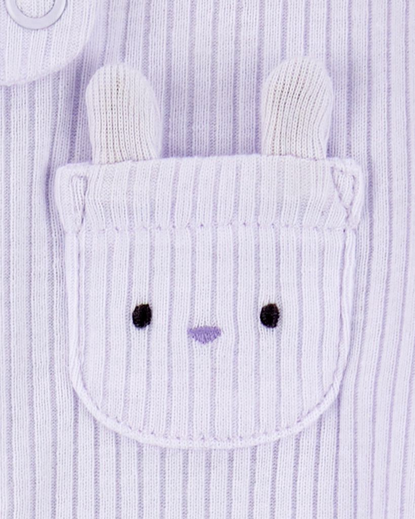 slide 2 of 2, Carter's Baby Bunny 2-Way Zip Ribbed Sleep & Play Pajamas - Purple Purple NB, 1 ct
