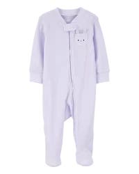 Carter's Baby Bunny 2-Way Zip Ribbed Sleep & Play Pajamas - Purple NB
