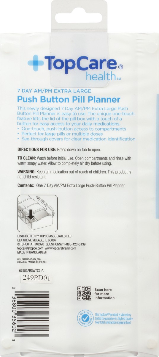 slide 4 of 9, TopCare Health Push Button Pill Planner 1 ea, 1 ct