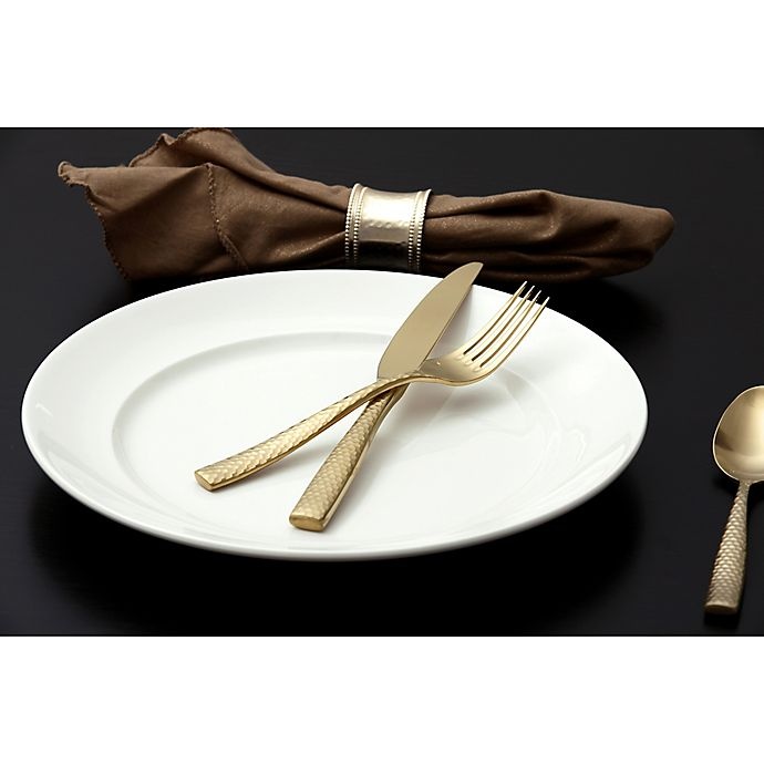 slide 5 of 5, Fortessa Lucca Faceted Flatware Place Setting - Brushed Gold, 5 ct