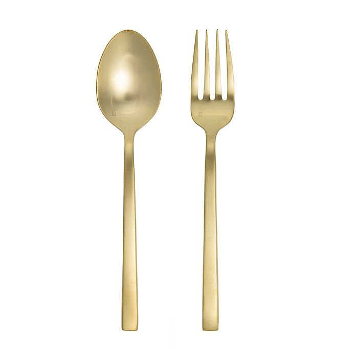 slide 1 of 3, Fortessa Spada Serving Set - Brushed Gold, 2 ct