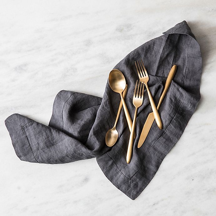 slide 2 of 2, Fortessa Velo Stainless Steel Flatware Set with Gold Finish, 20 ct