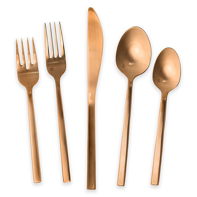 slide 1 of 1, Fortessa Arezzo Flatware Place Setting - Rose Gold, 5 ct