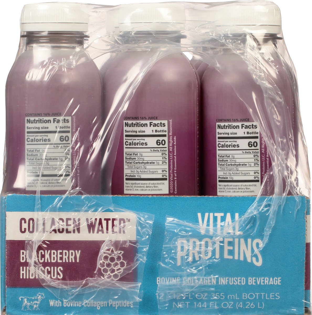 slide 5 of 14, Vital Proteins Blackberry Hibiscus Collagen Water 12 - 12 fl oz Bottles, 12 ct