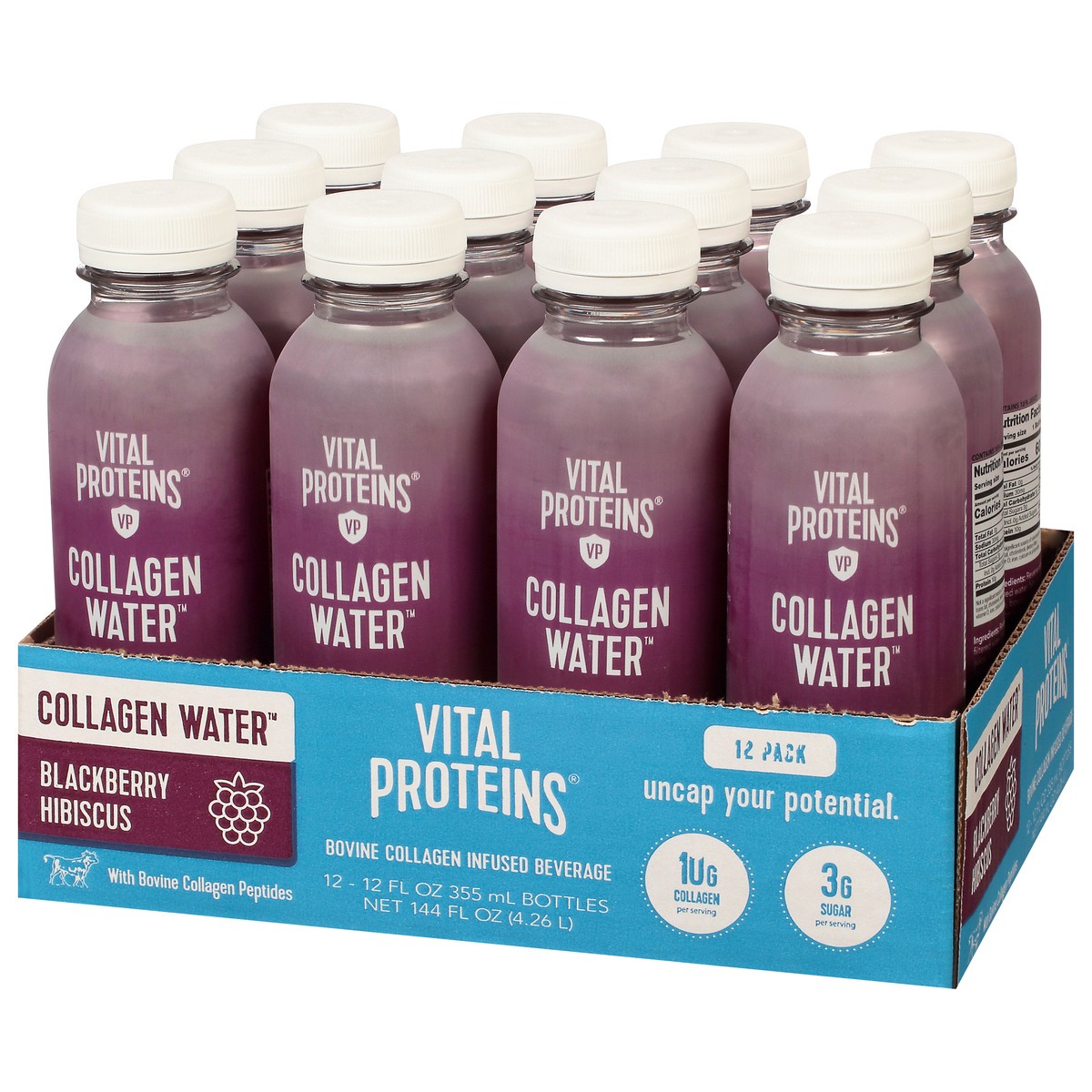 slide 8 of 14, Vital Proteins Blackberry Hibiscus Collagen Water 12 - 12 fl oz Bottles, 12 ct