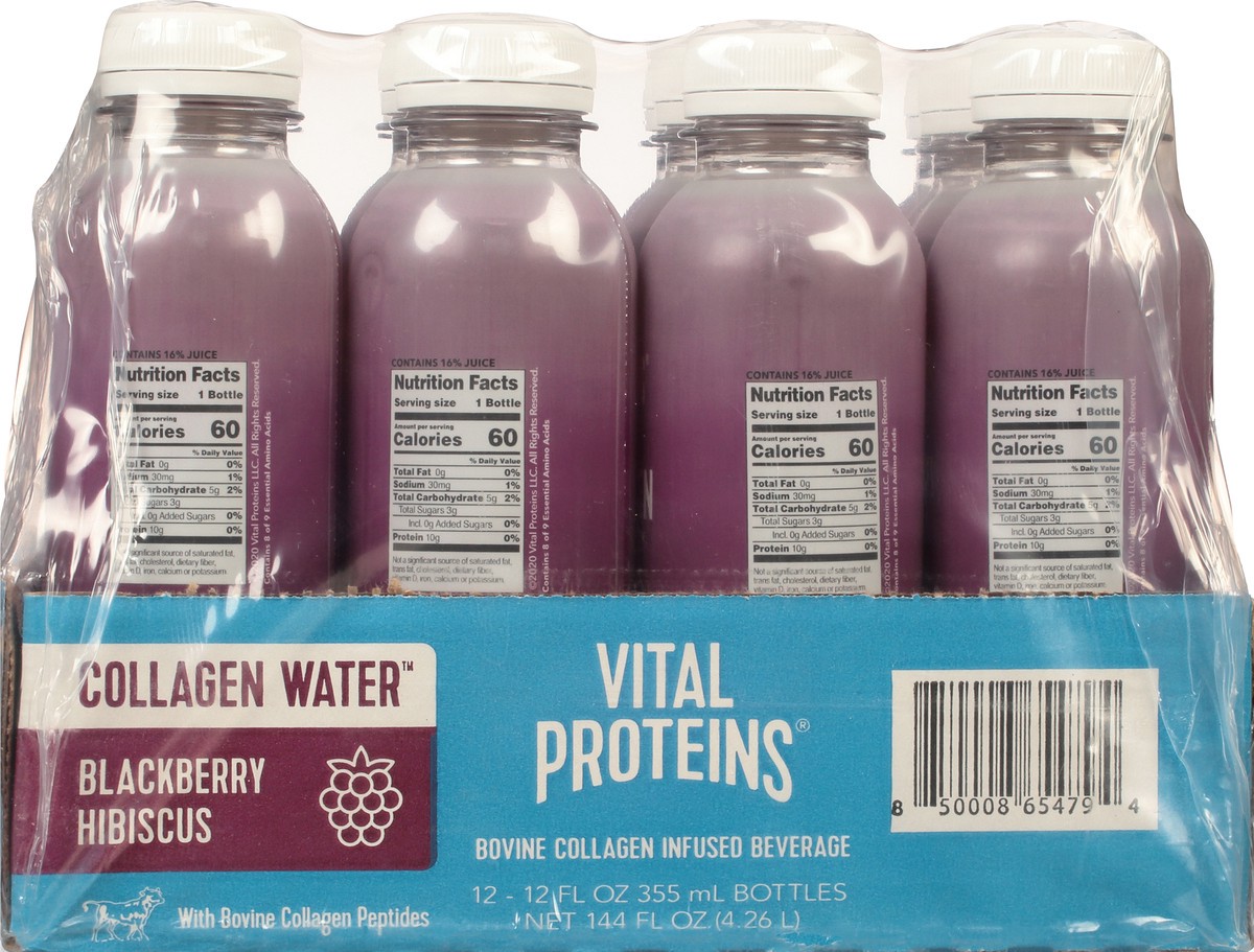 slide 10 of 14, Vital Proteins Blackberry Hibiscus Collagen Water 12 - 12 fl oz Bottles, 12 ct