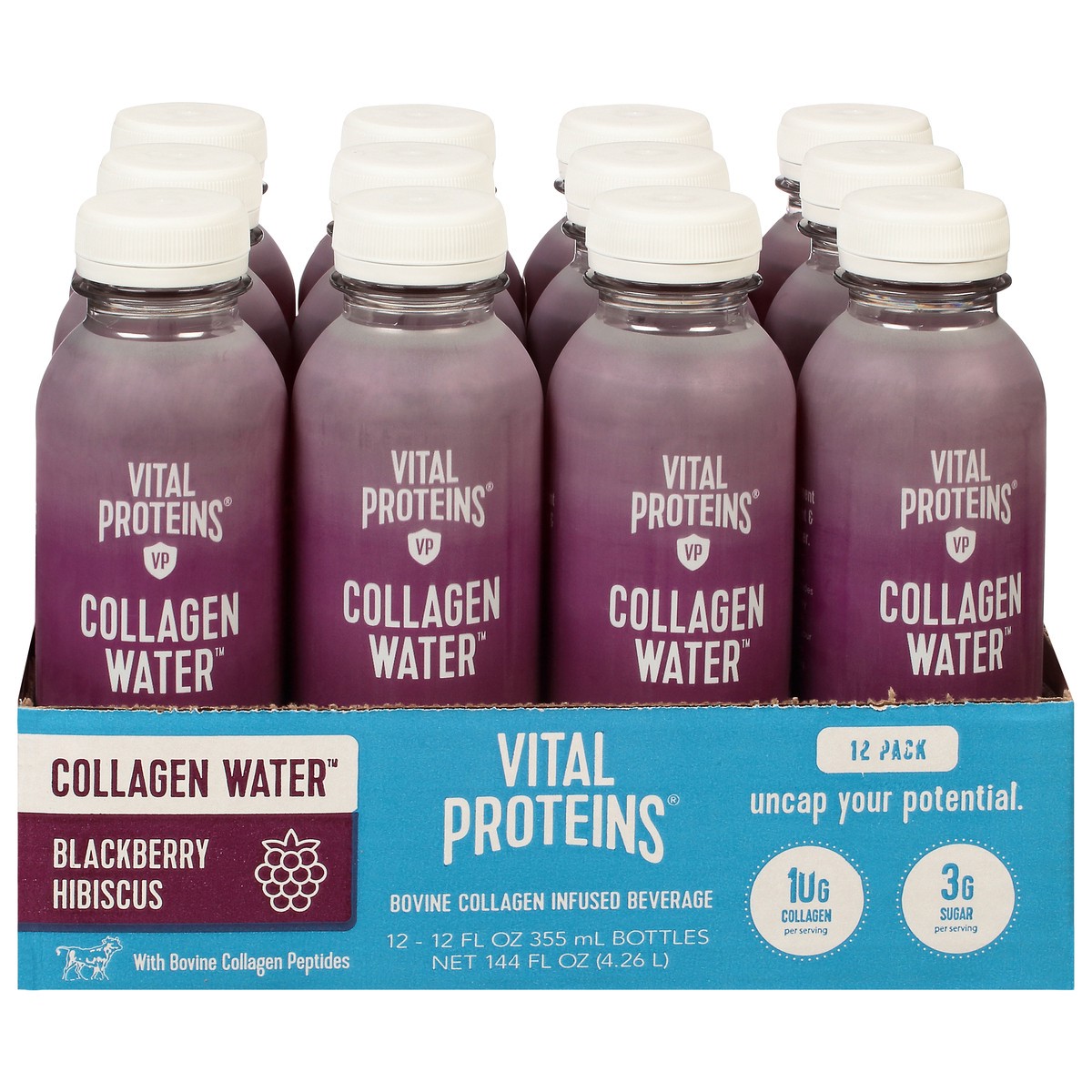 slide 1 of 14, Vital Proteins Blackberry Hibiscus Collagen Water 12 - 12 fl oz Bottles, 12 ct