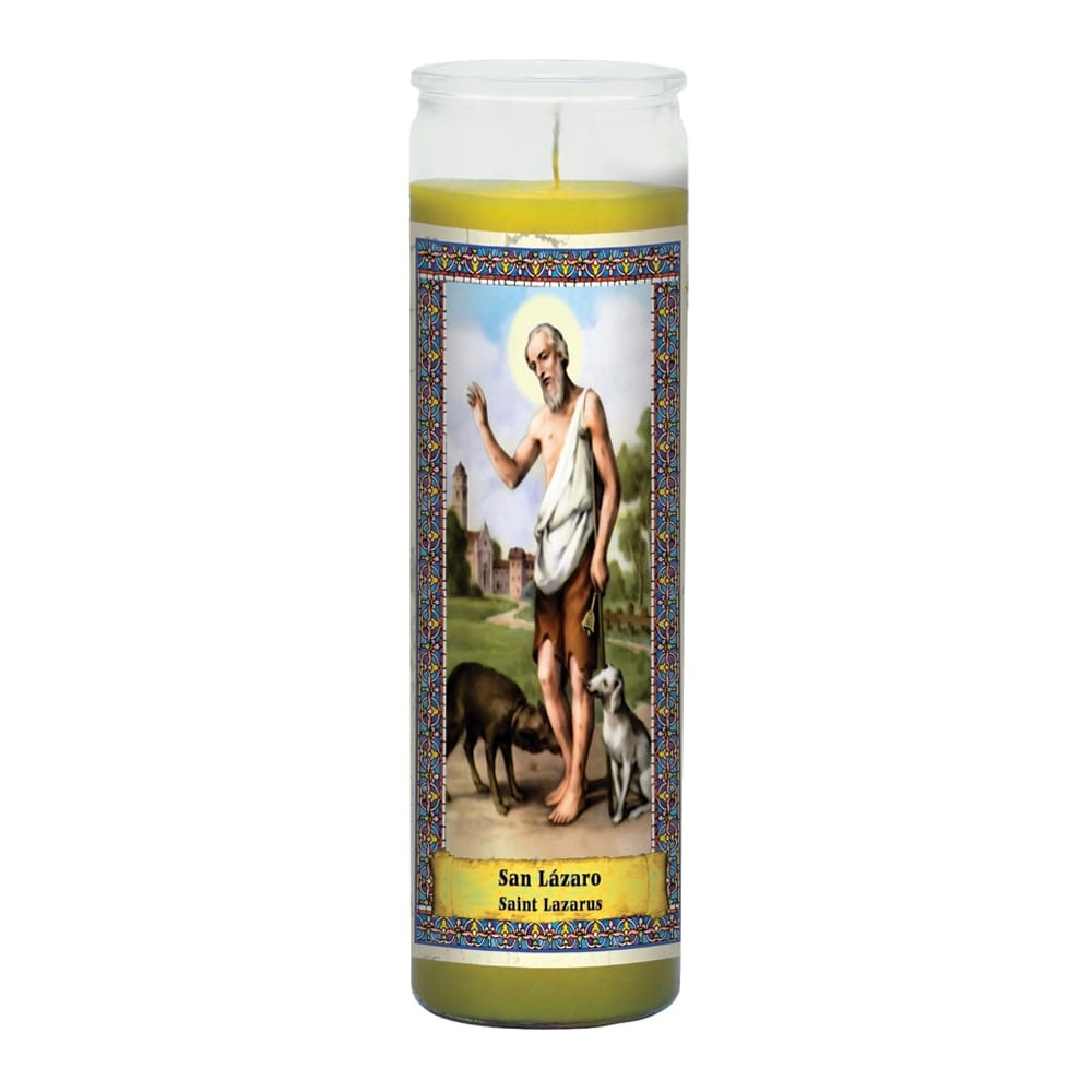 slide 1 of 1, St. Jude Jar Candle, Saint Lazarus, 8.25 Inch, 8.25 in