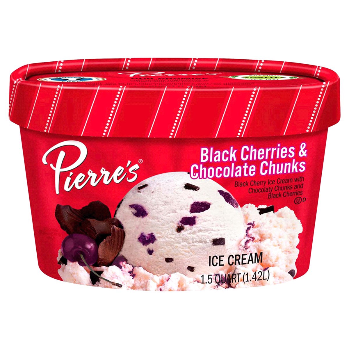 slide 1 of 9, Pierre's Pierres Black Cherry & Chocolate Chunk Ice Cream, 48 fl oz