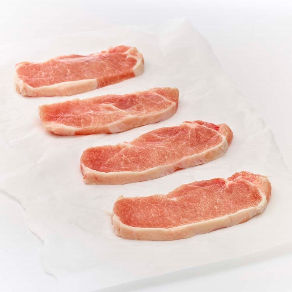 slide 1 of 1, Moist & Tender Pork Boneless Center Thin Cut Chops (About 6-8 Chops per Pack), per lb