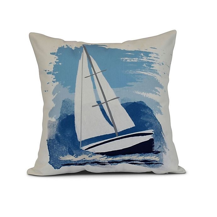 slide 1 of 1, E by Design Sailing the Sea Geometric Throw Pillow - Blue, 1 ct