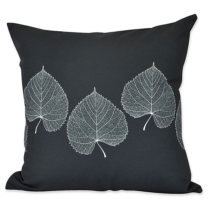 slide 1 of 1, E by Design Leaf Print 2 Floral Print Square Throw Pillow - Black, 1 ct